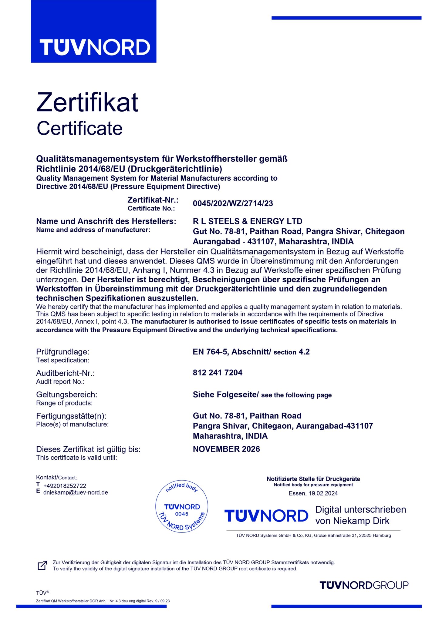 Certification